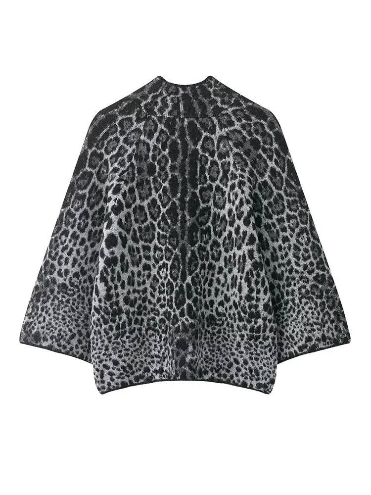 NLZGMSJ المرأة ليوبارد طباعة البلوز سترة جديدة المرأة طويلة الأكمام فضفاضة سترة جاكيتات سيدة عالية الشارع سترة Y2K #2