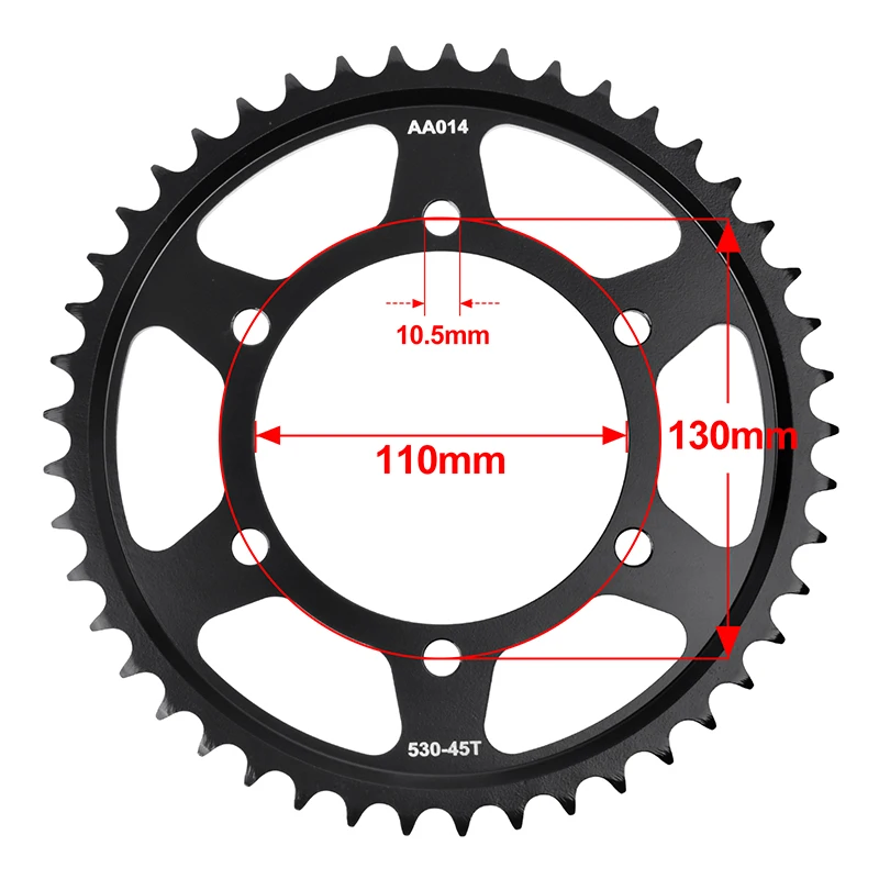 530 45T 17T Motorcycle Rear Sprocket for Yamaha YZF R1 2004-2008 FZ6 Fazer FZ1 FZ1S SA FZS1000 YZF-R6 YZF-R650th R660th YZFR6