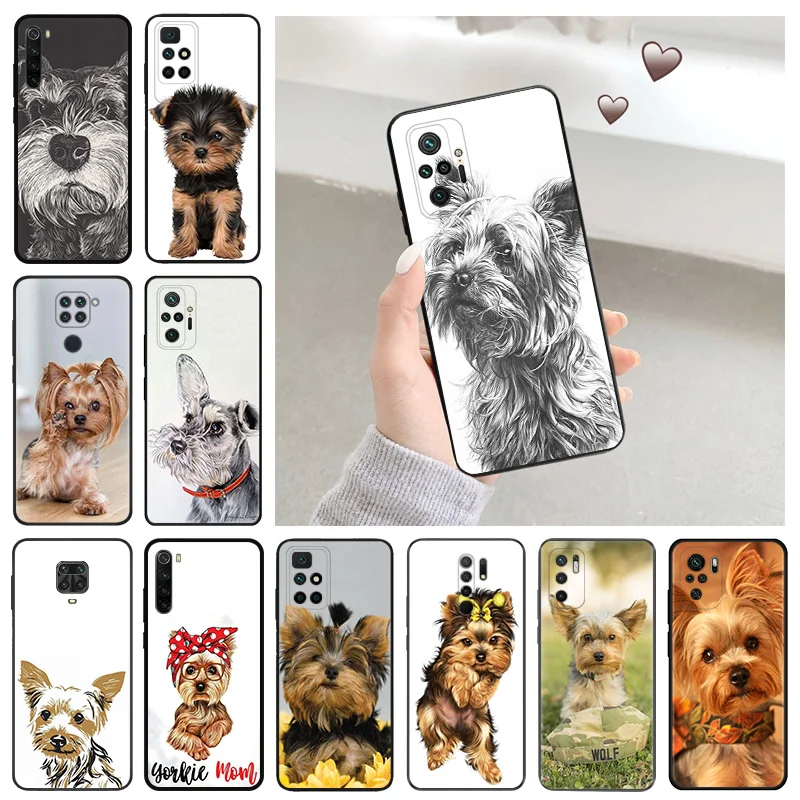 Black Matte Anti-Drop Phone Case For Xiaomi Mi 11 11T 10 10T Lite Note 10 Yorkshire Terrier Dog Redmi 8 8T 7 K40 K50 K60 Cover