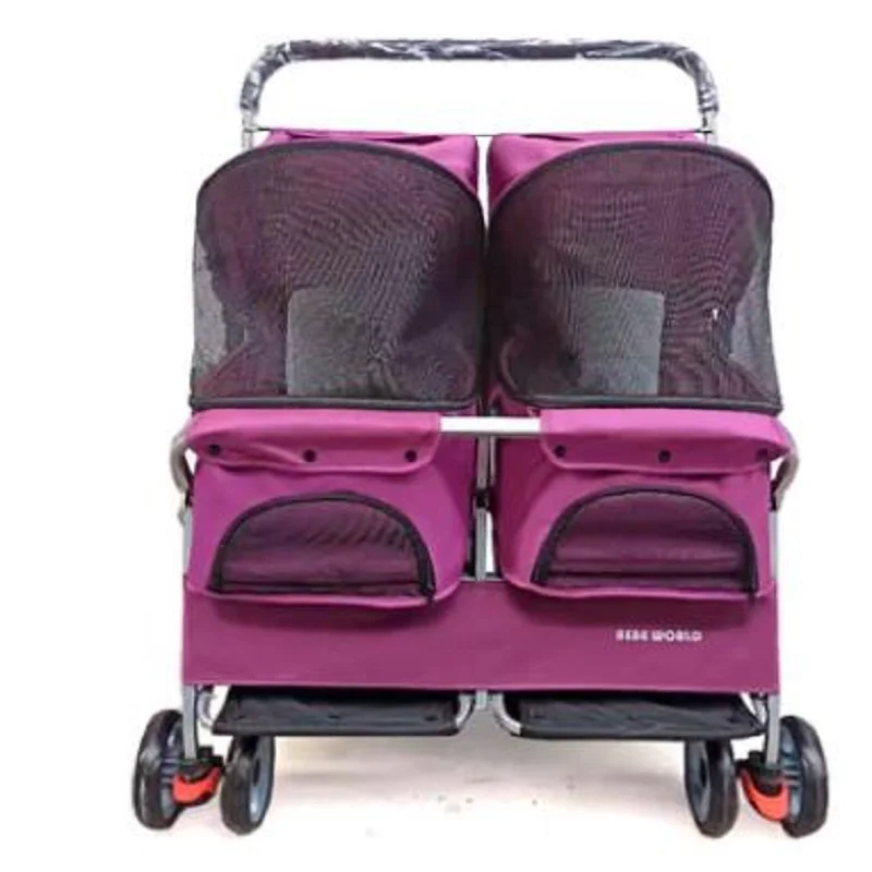 Advanced Double Seat Dog Pram Light Folded Instantly Cat Stroller 8-Wheel Pet Carrier Puppy Outdoors Accessories