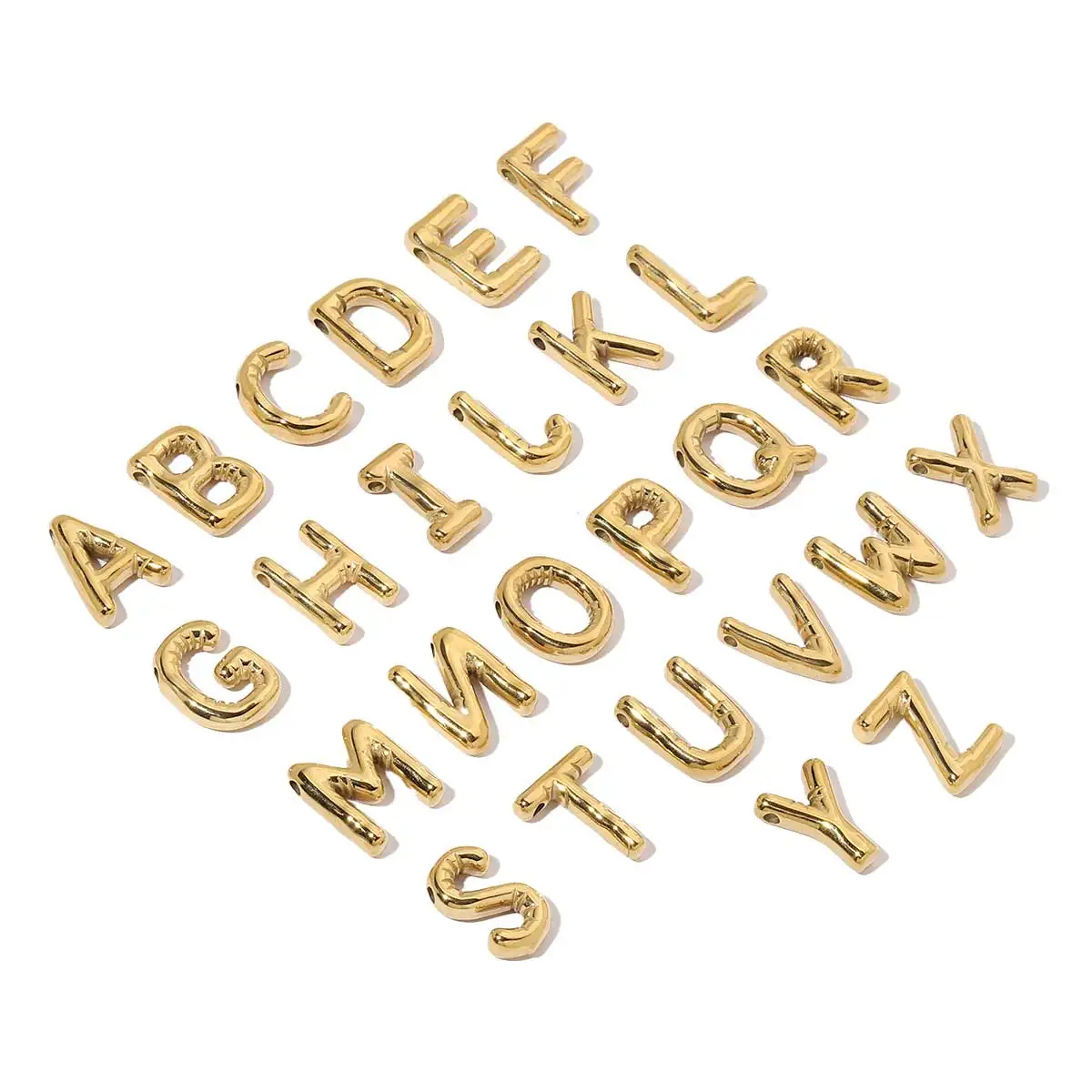 

26Pcs/Lot Gold Color Stainless Steel Bubble Capital Letter Charms For DIY Necklace Bracelet Making Accessory