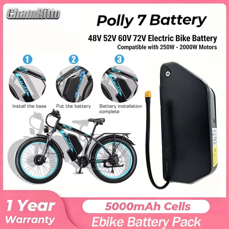 

36V52v48V50ah Rider Electric Bike DP7 Battery 60v 72V 30ah 40 45 60Ah Mountain Bike Down Tube for Bafang 2000w3000w 21700 Battry