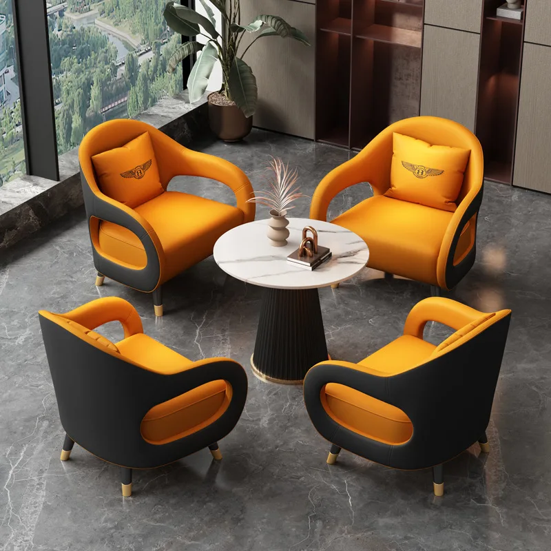 Light Luxury Leisure Office Hotel Lobby Meeting Guests Negotiation Table and Chair Sales Office Rest Area Reception Sofa