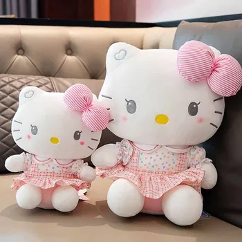 산리오 귀여운 플러시 헬로 키티 고양이 인형, 핑크 부드러운 동물 인형 베개, KT 고양이 봉제 장난감, 소녀 생일 선물, 20 cm, 40cm