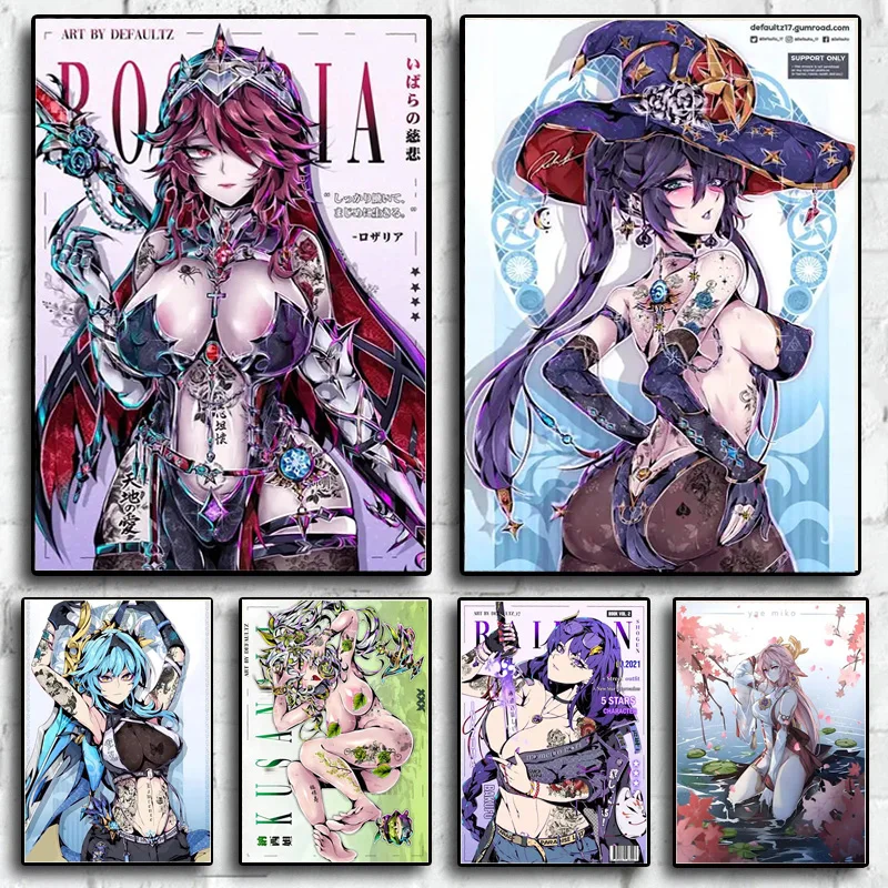 Modern Genshin Impact Good Quality HD Posters Fancy Wall Art Canvas Paintings And Prints for Living Room Bar Decor Frameless