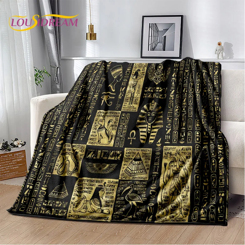 3D Ideographic Sign Symbols Ancient Egyptian Mythological Blanket,Soft Throw Blanket for Home Bedroom Bed Sofa Cover Blanket Kid