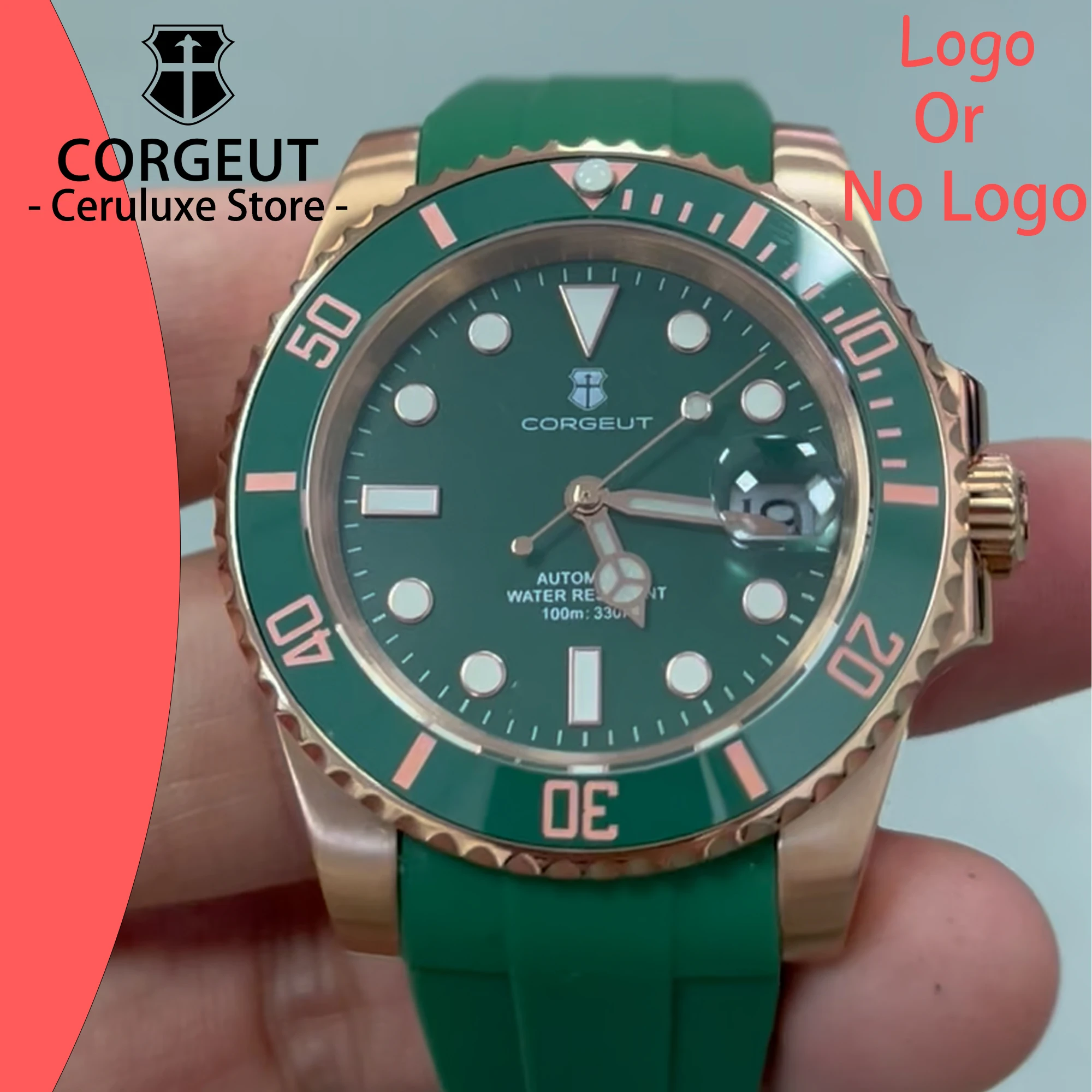

CORGEUT 40mm Luxury Sapphire Crystal NH35 Miyota Automatic Mechanical Watches Rose Men's Watches 10Bar Swimming Date Male Clock