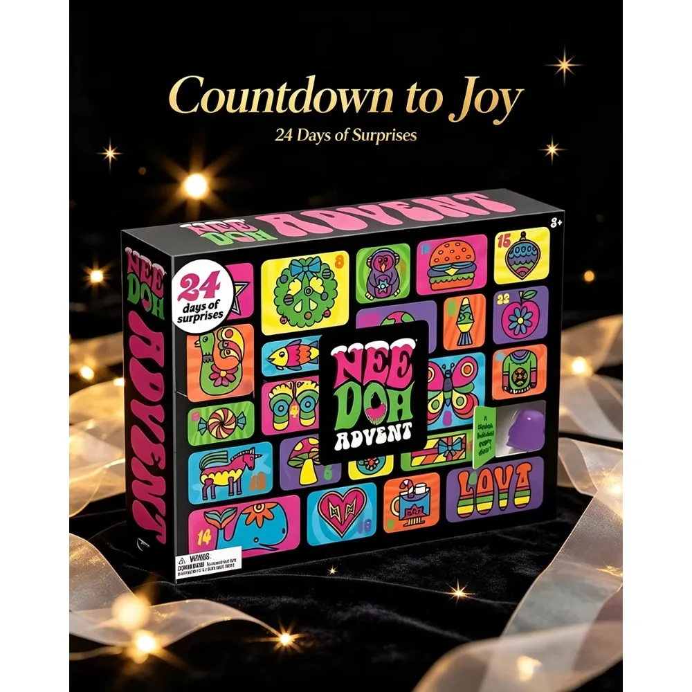 24 Day Nee Doh Arrival Calendar, Stress Resistant Toy Surprise Box, Christmas Countdown, Surprise GiftsD
