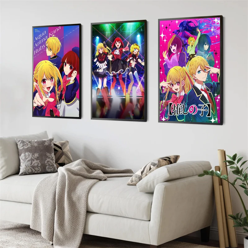 New Pop Anime Oshi no Ko Poster Aesthetic Kana Guitar Cartoon Music Girl Manga Canvas Print Wall Art Home Kids Kawaii Room Decor