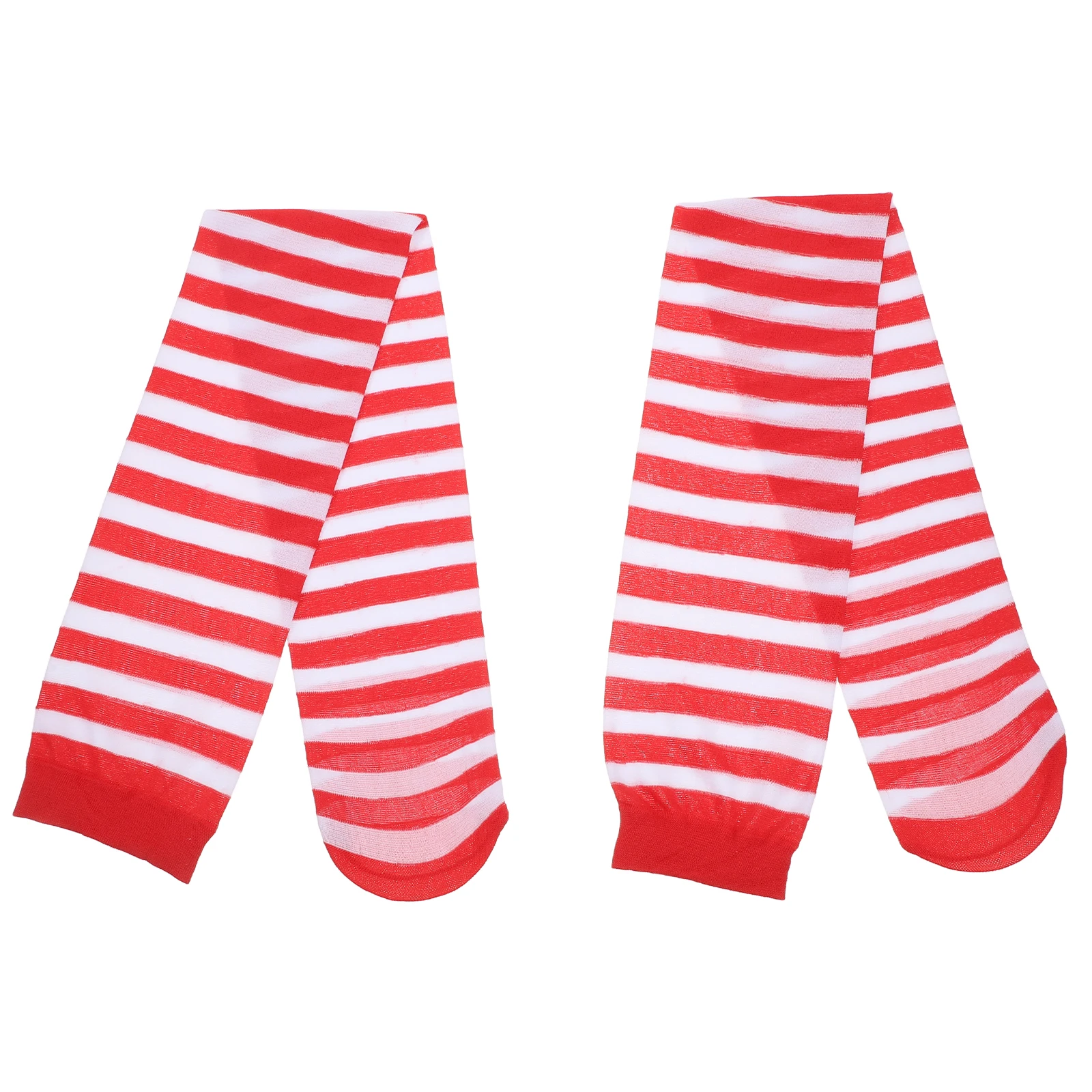 

Christmas Stocking Trendy Stockings Socks Women Ankle Free Size Girls Red Striped Knee and White Charm Adding