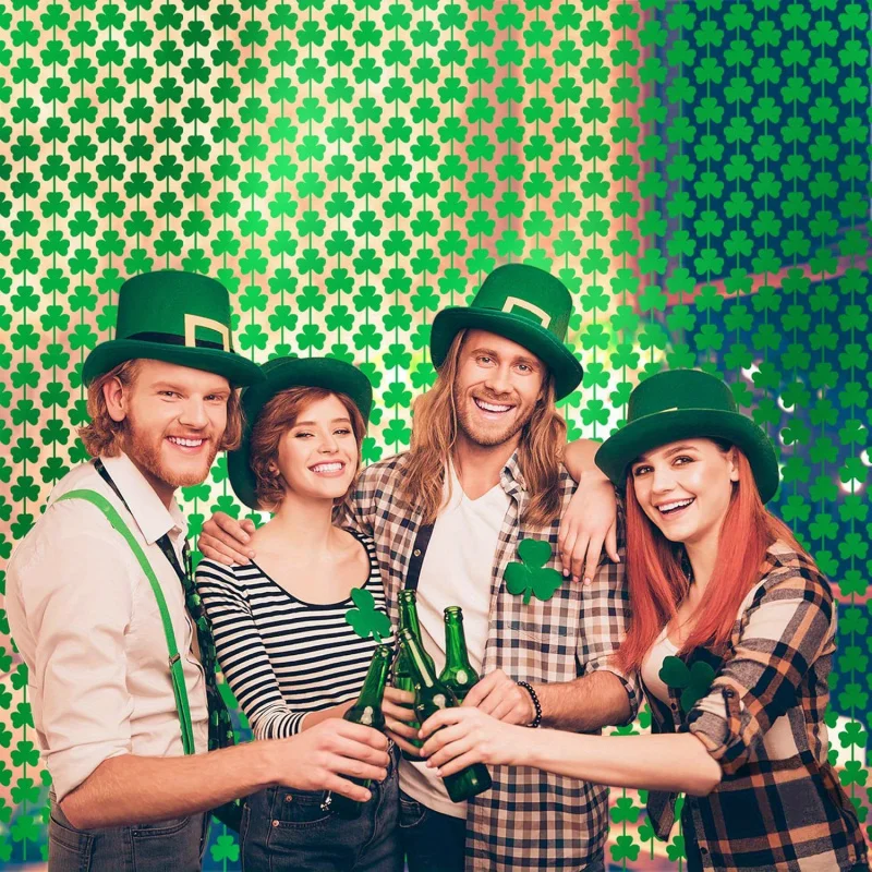1 Stück St. Patrick's Day Kleeblatt Hängende Dekoration Vorhang Irish Festival Grün Party Dekoration Hängende Foto Hintergrund Wand