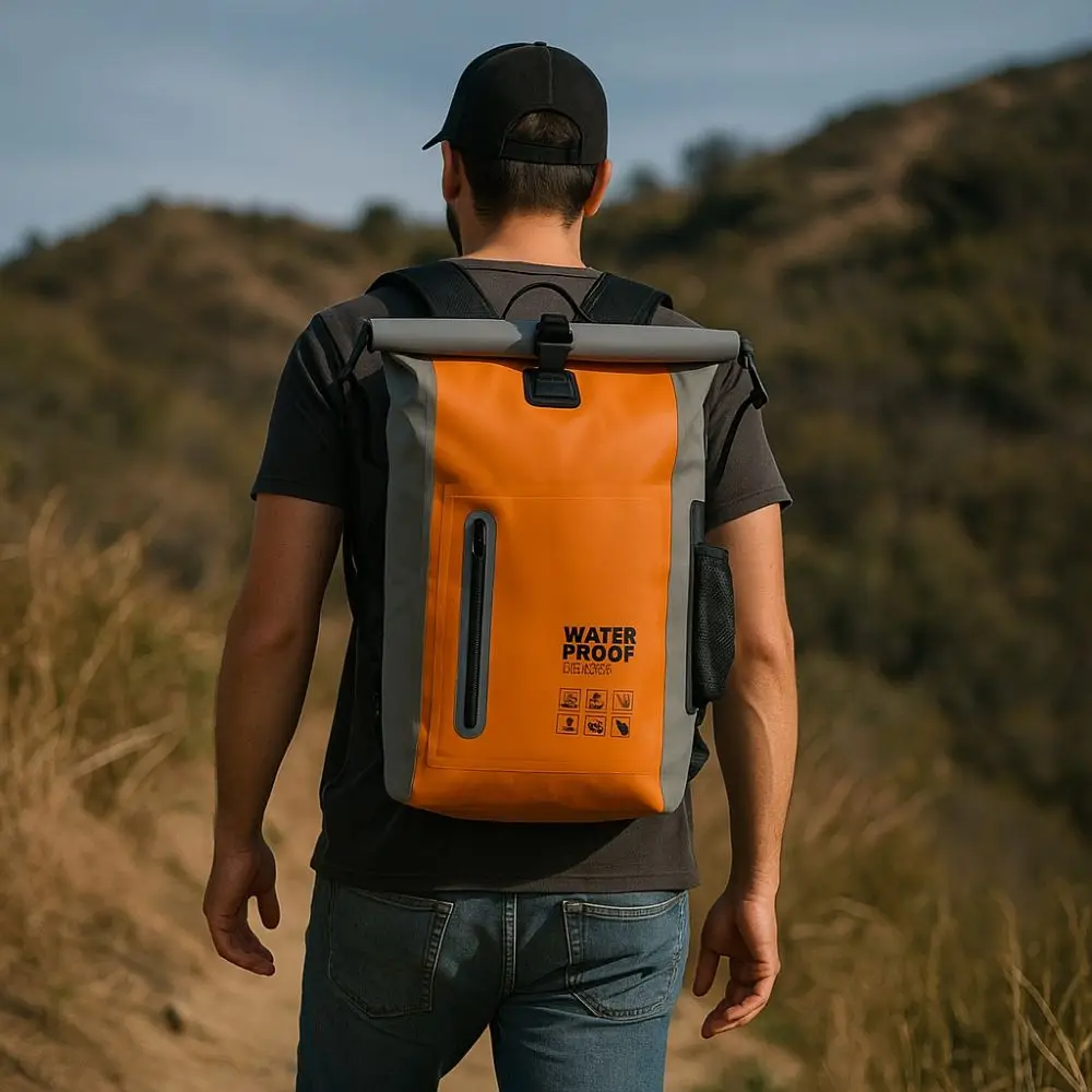 Durable 25L Outdoor Waterproof Backpack Large Capacity Reflective Strips Travel Bag Comfortable PVC Hiking Bags for Men - Image 5