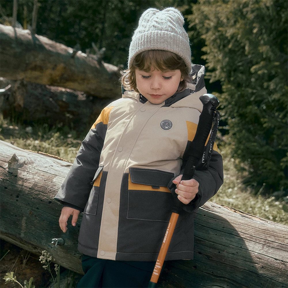 Dave Bella Boys Down Jacket Autumn Winter Baby Plush Warm Hooded Thick Long Sleeve Waterproof Children Outdoor Clothes DB4254480