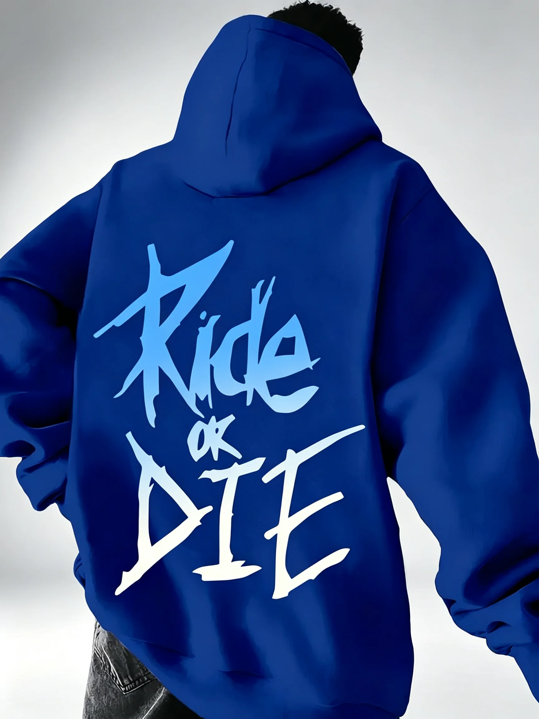 Men Fashion Letter Print Hoodie Soft Elastic Hooded Sweatshirt Autumn Outdoor Streetwear Casual Long Sleeve Pullover Tops
