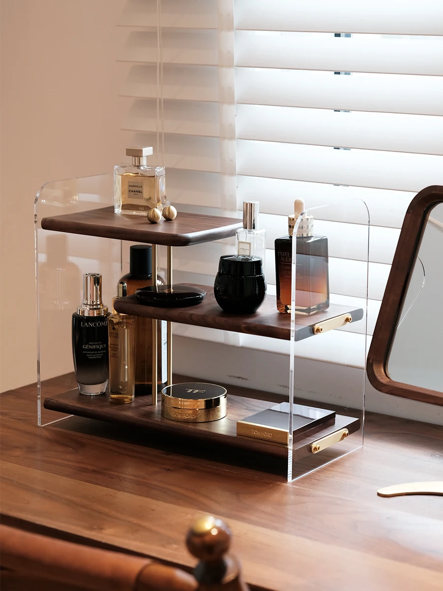 

Органайзер для косметики и парфюмерии на рабочий стол, деревянный, элегантный, для хранения косметики и аксессуаров