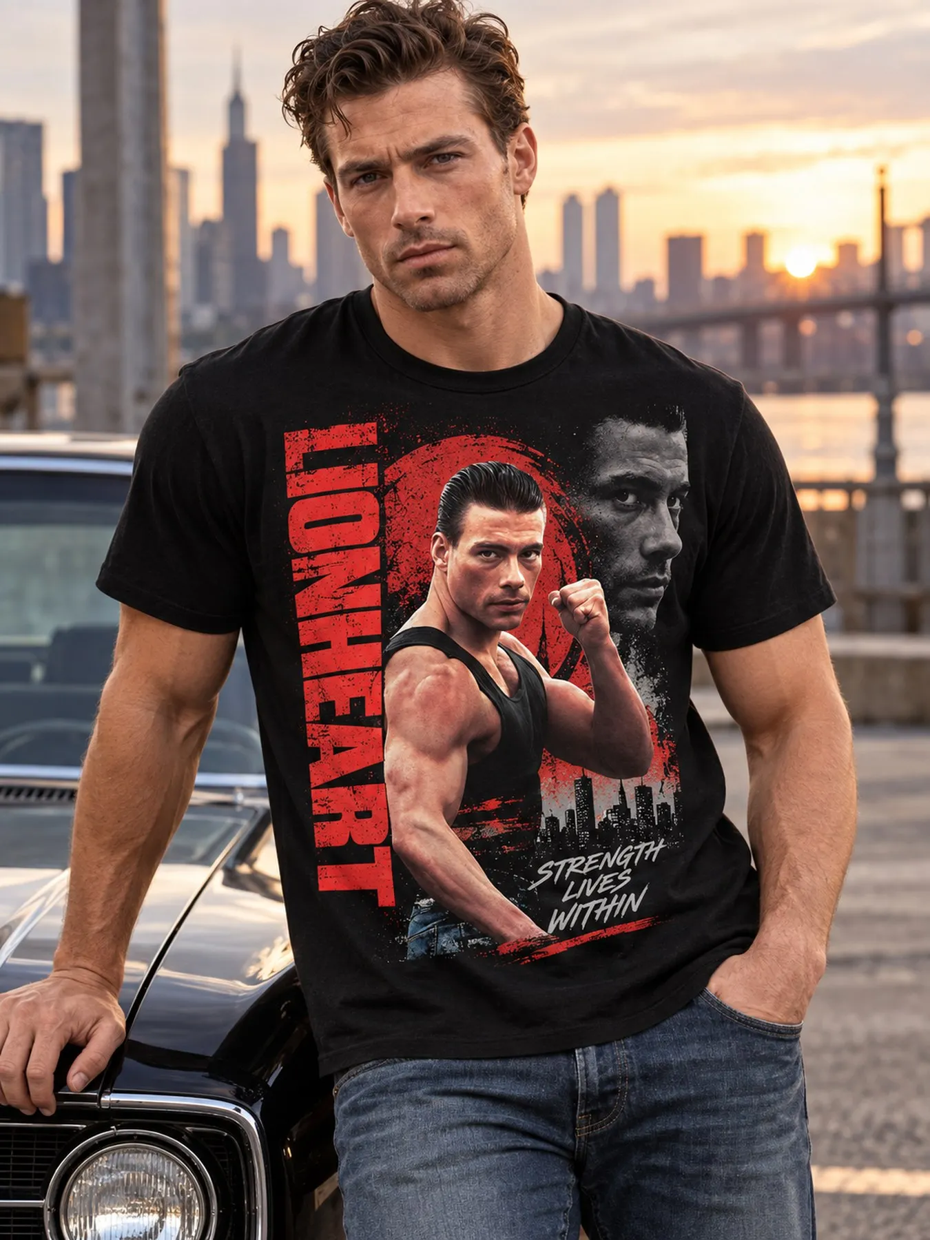 Jean Claude Van Damme Kawaii Style Oversized Men'S T-Shirt Unisex Tee All-Season Black Casual Crew Neck T Shirt