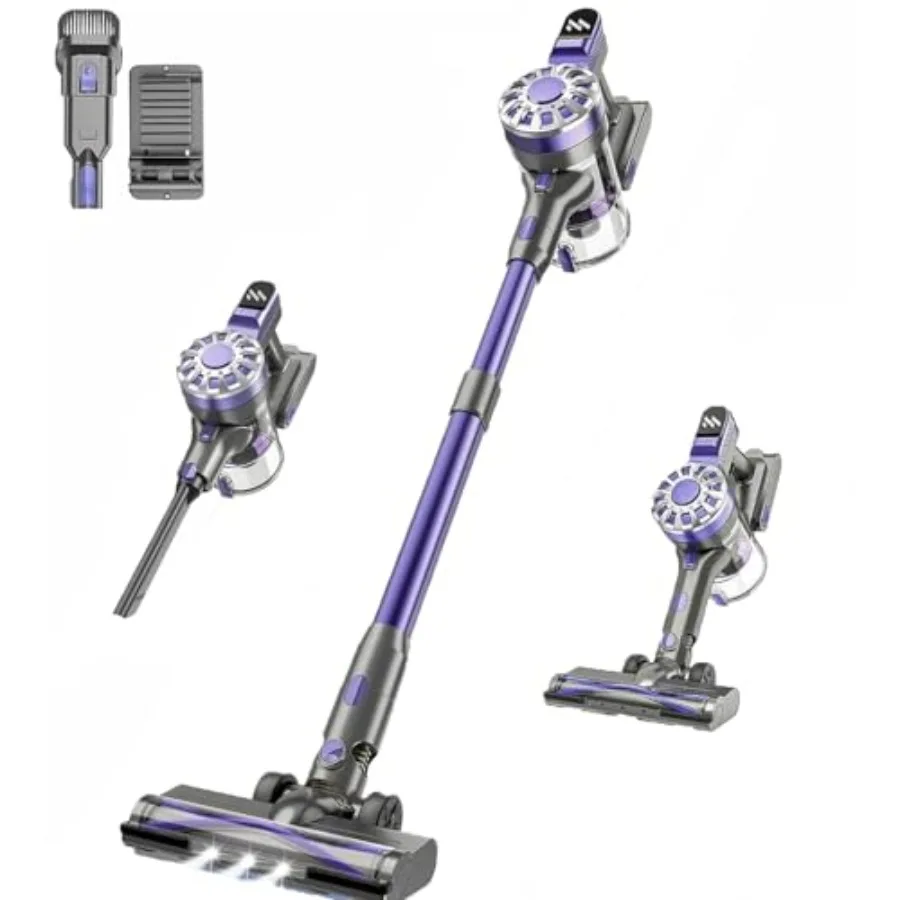 Cordless Vacuum Cleaner for hardwood floor, carpet, pet hair, stairs, car; lightweight stick vacuum with rechargeable battery,
