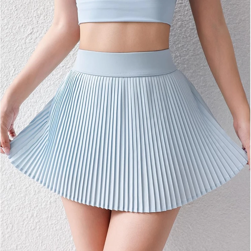 Damen-Tennisrock mit hoher Taille, Yoga-Golf-Sportrock, Shorts mit Tasche, 2-in-1-Tennisrock, Badmintonhose, Tennis-Sportrock – Detail 3