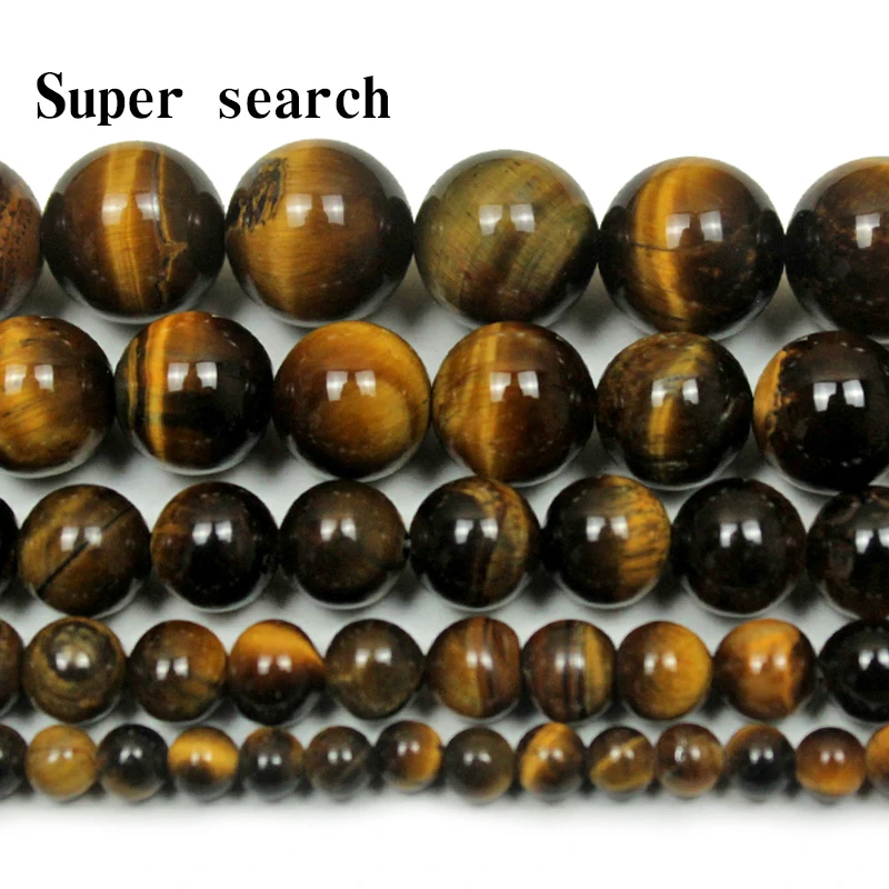 Natural Stone Yellow Tiger Eye Beads Round Loose Spacer Bead For Jewelry Making Diy Bracelet Accessories 15