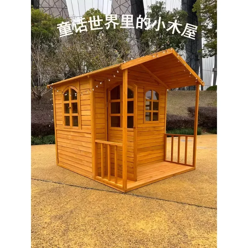 Kindergarten children's small wooden outdoor tent toy  wooden  castle camping assembly tree house large game room