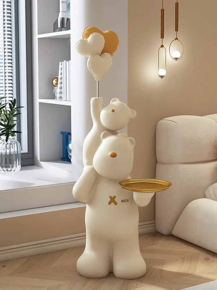 

Internet Celebrity Violence Bear Floor Lamp Large Ornament Cream Wind Living Room TV Cabinet Sofa Next Tray Decoration