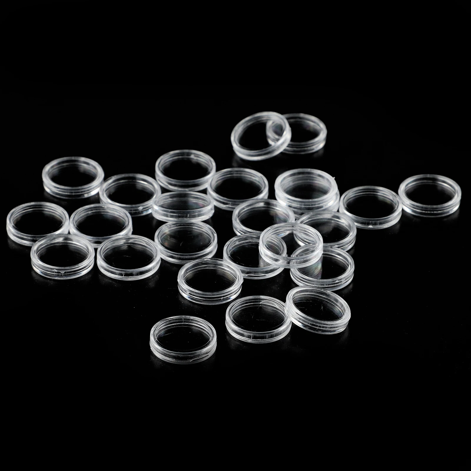 100 Count Transparent Plastic Coin Holders Designed for 18mm Diameter Featuring Flat Double Shell Construction