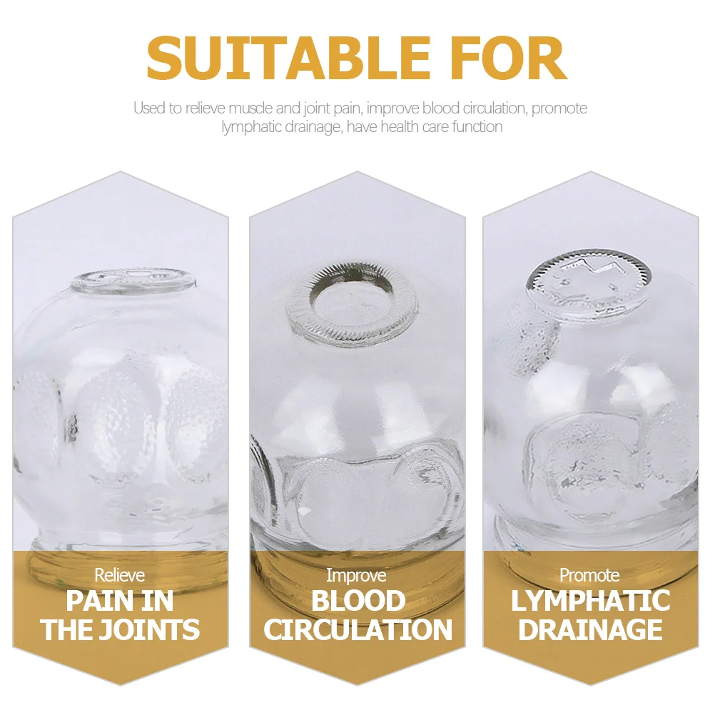 

6 шт., стеклянные баночные банки с огнем, вакуумные терапевтические чашки для массажа тела, циркуляция, продвижение и инструмент для расслабления мышц