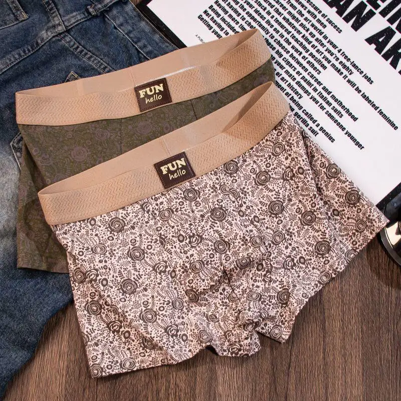 

New Classic Sle Men's Cotton Underwear Breathable Comfortable Rose Quadrangle orts Youth Skin-friendly Boys Boxer Briefs