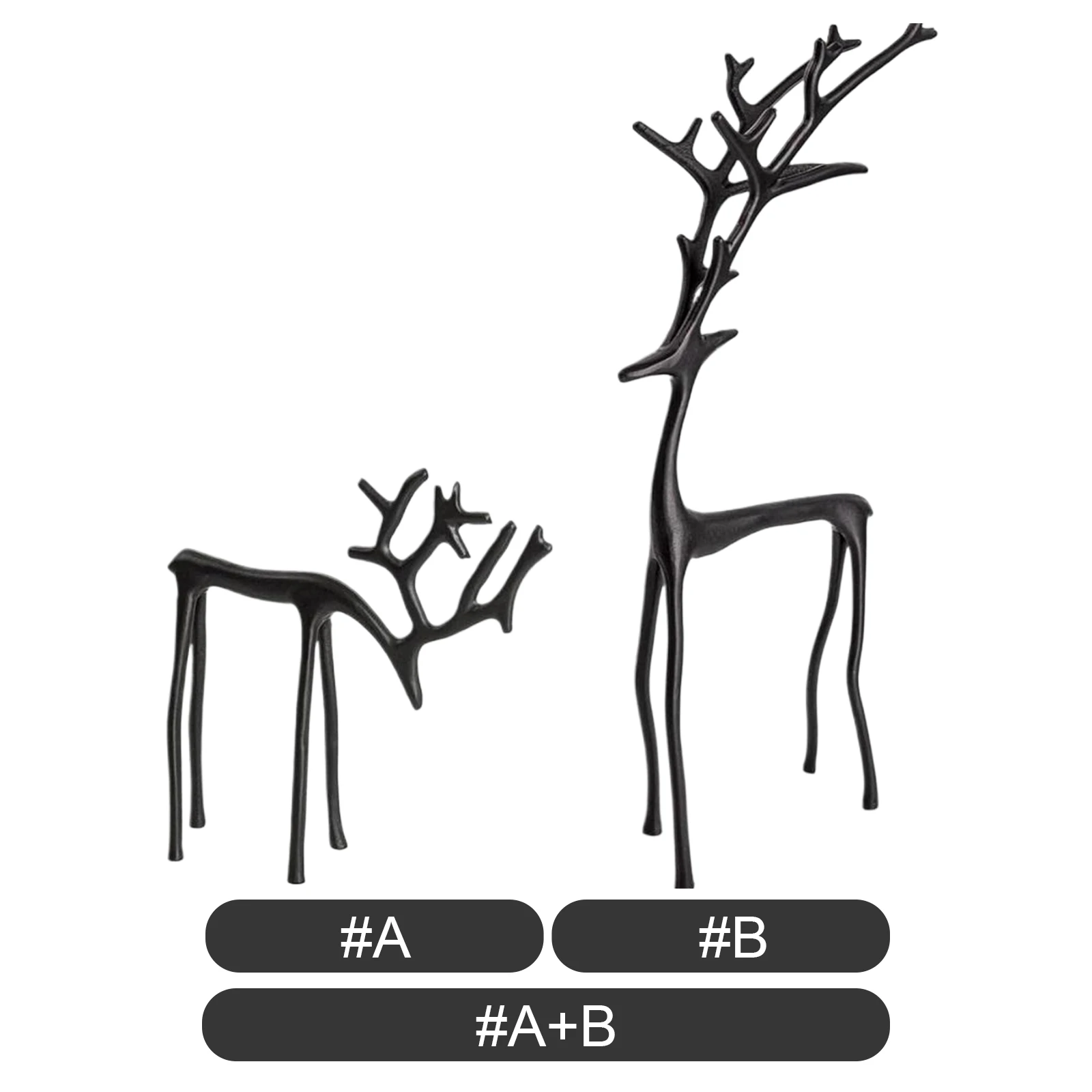 Black Reindeer Statues Black Metal Elk Statues Christmas Reindeer Sculpture for Mantel Living Room Bedroom Office