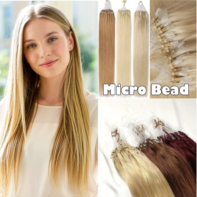 real-human-hair-micro-loop-hairpiece-100-strands-22inch-613-p8-613-easy-apply-for-office-style-factory-dropship