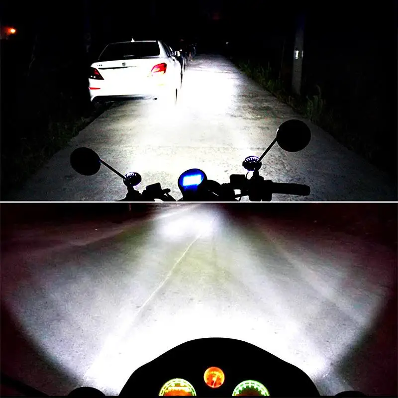 2pcs Set Motorcycle Scooter Headlight Fog Driving Lights Moto Front Head Lamp 6 Led Explorers 12v-85v White Super Bright