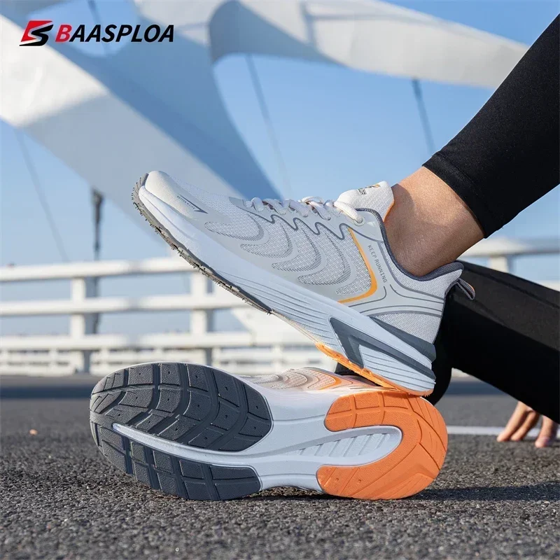 Baasploa Men Running Sneakers New Lightweight Mesh Breathable Sport Shoes Male Fashion Comfort Casual Shoes Non-slip Walking