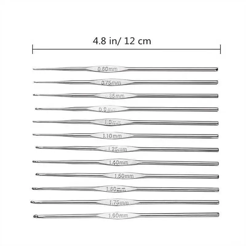 0.6mm-1.9mm metalowa rączka szydełko zestaw drutów do robienia na drutach małe rozmiary DIYA koronka szydełkowa igieł do swetra przędza splot