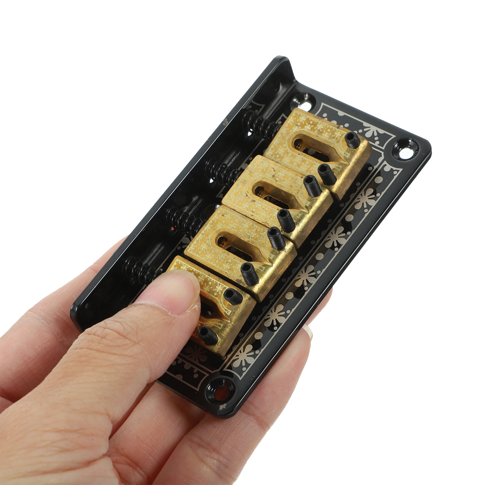 

4 String Vintage Fixed Hardtail Bridge Tailpiece Set Adjustable Saddles Top Loading Screws Wrench for Mandolin Ukulele Cigar Box
