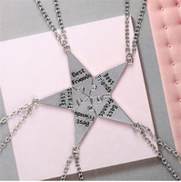 5pcs/Set Best Friend Necklace Creative Pentagram Pendant Alloy Accessories, Friendship Necklace For Men And Women