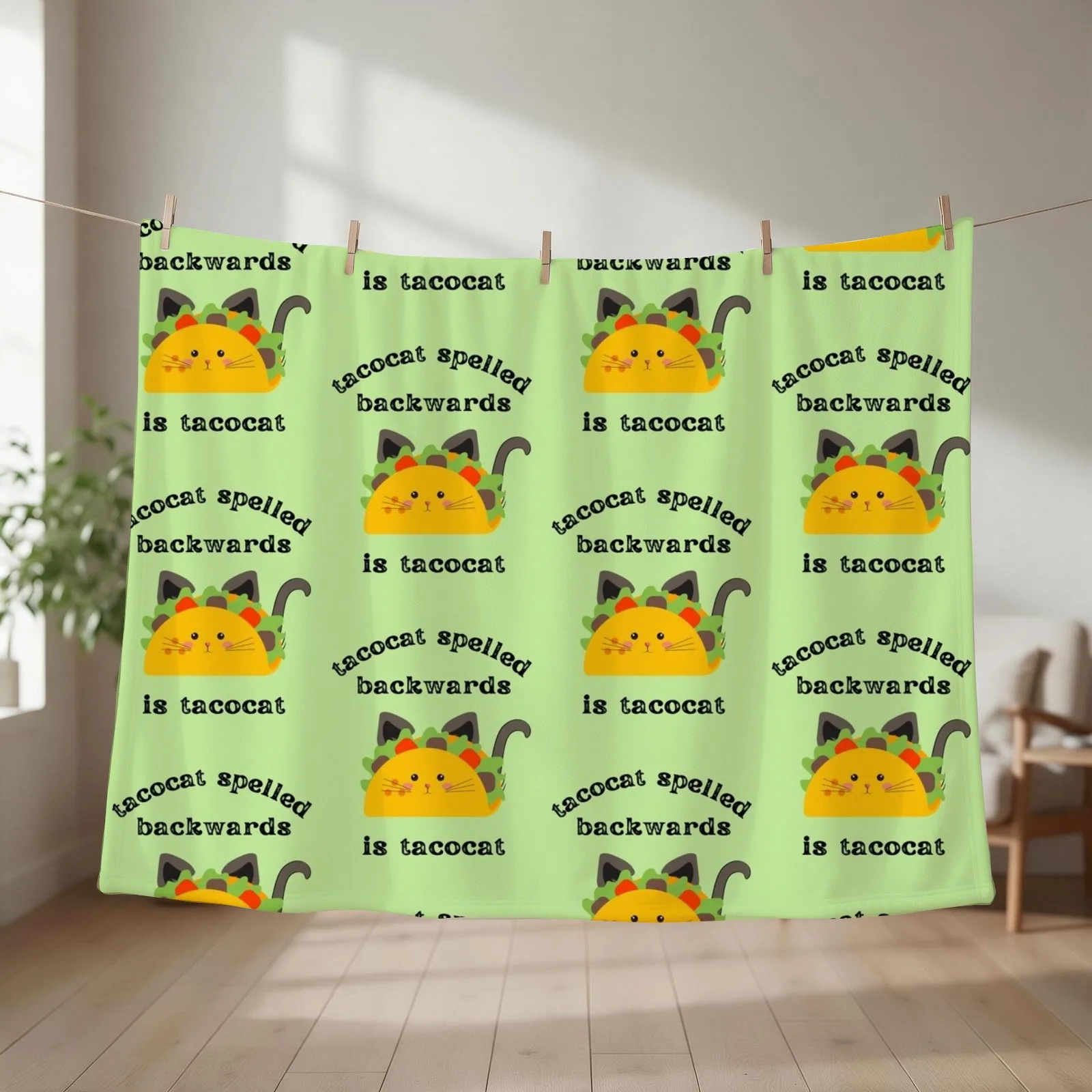 Taco Cat Throw Blanket couch cozy soft plush fuzzy picnic outdoor blanket