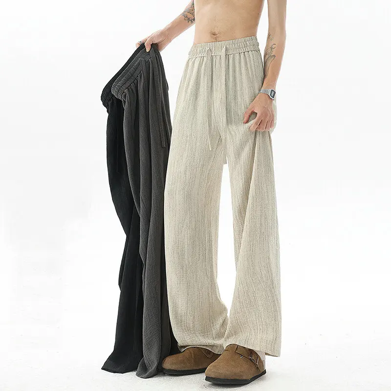 

Новые широкие брюки в китайском стиле, мужские летние повседневные длинные брюки, свободный крой большого размера, удобные мужские повседневные брюки