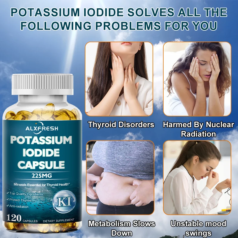 Potassium Iodide Capsules 225 mg - Pure Potassium Iodide Tablets for Radiation Exposure for Kids & Adults