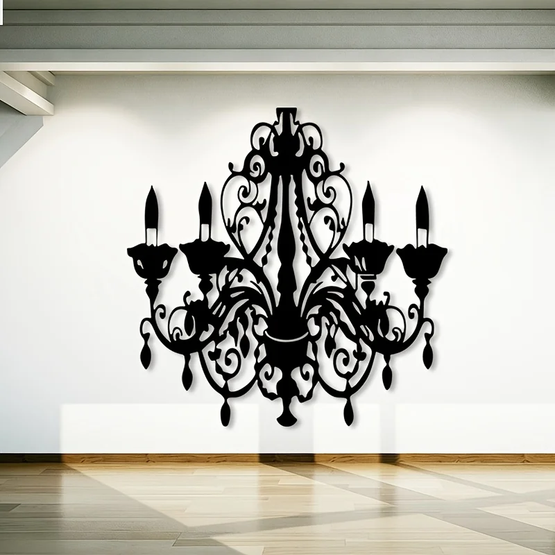 CIFBUY Iron Wall Art,2D Flat Laser Cut Vintage Chandelier Metal Hanging Sculpture,Rustproof Powder‑Coated Wall Decor