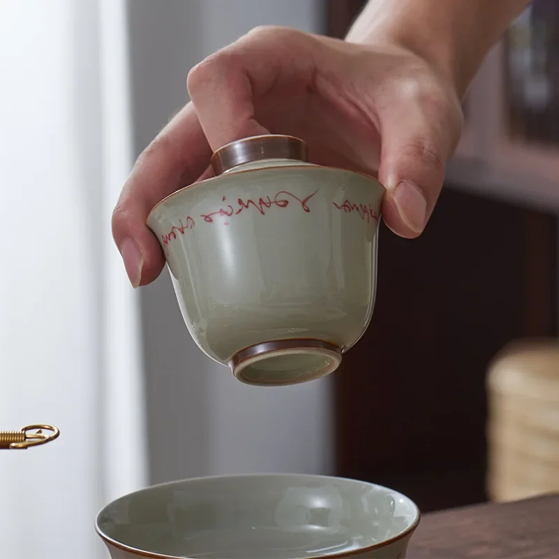 Jingdezhen, Chinese mainland, hand-painted three-talent cover bowl high-end ceramic tea bowl