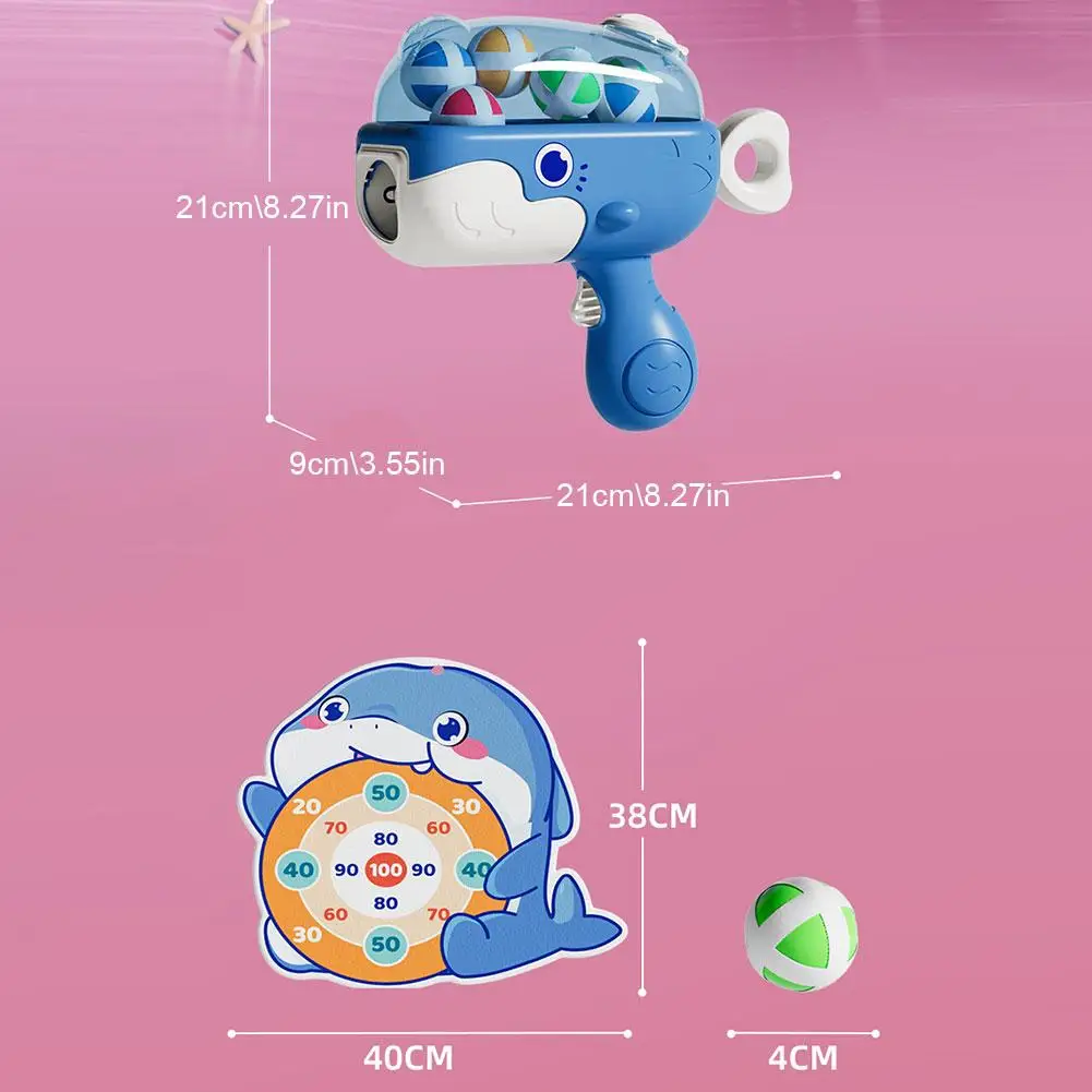 Whale Sticky Ball Gun catapulta Target Dart Board Shooting Game lancio Sport Target Ball Indoor Interactive Toys Soft Bullet