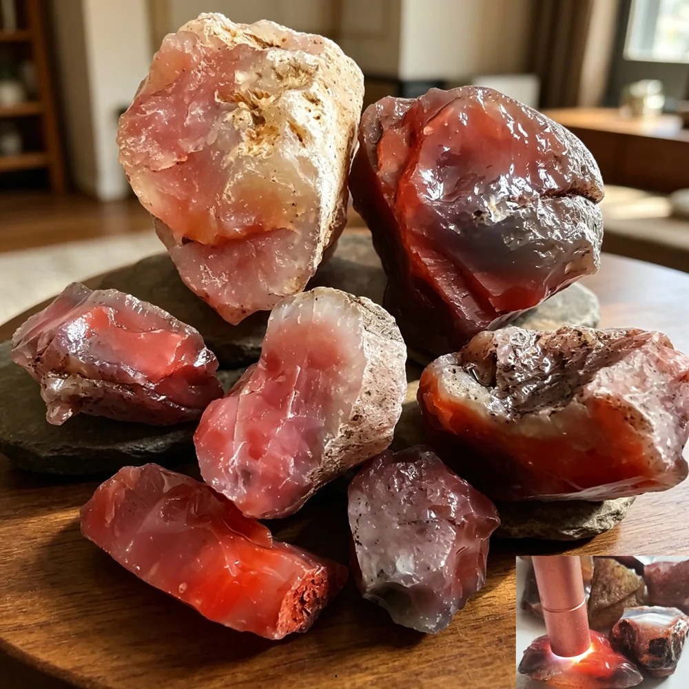 Natural Treasure Red Agate for Jewelry Making Carnelian Diffuser Oil Raw Stone Crystals Healing Specimen Home Decoration Stone