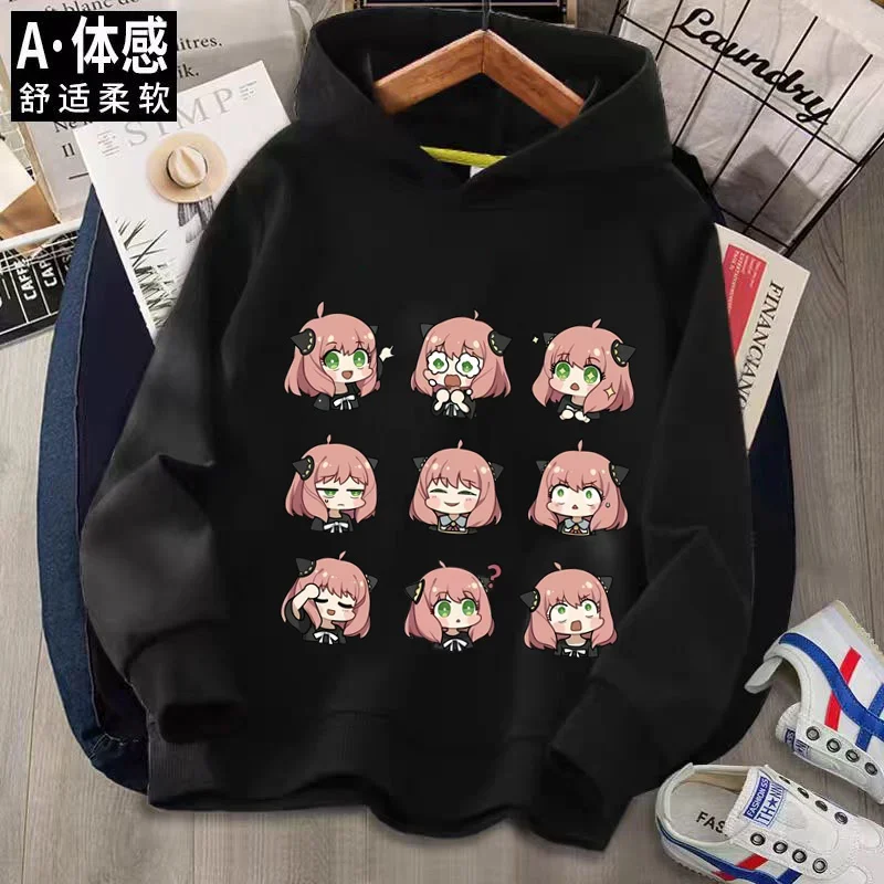 Girls Spring Autumn Coat SPY X FAMILY Anya Forger Cute Girls Hoodies Cartoon Printed Kids Sweatshirt Hoodies Children's Clothing