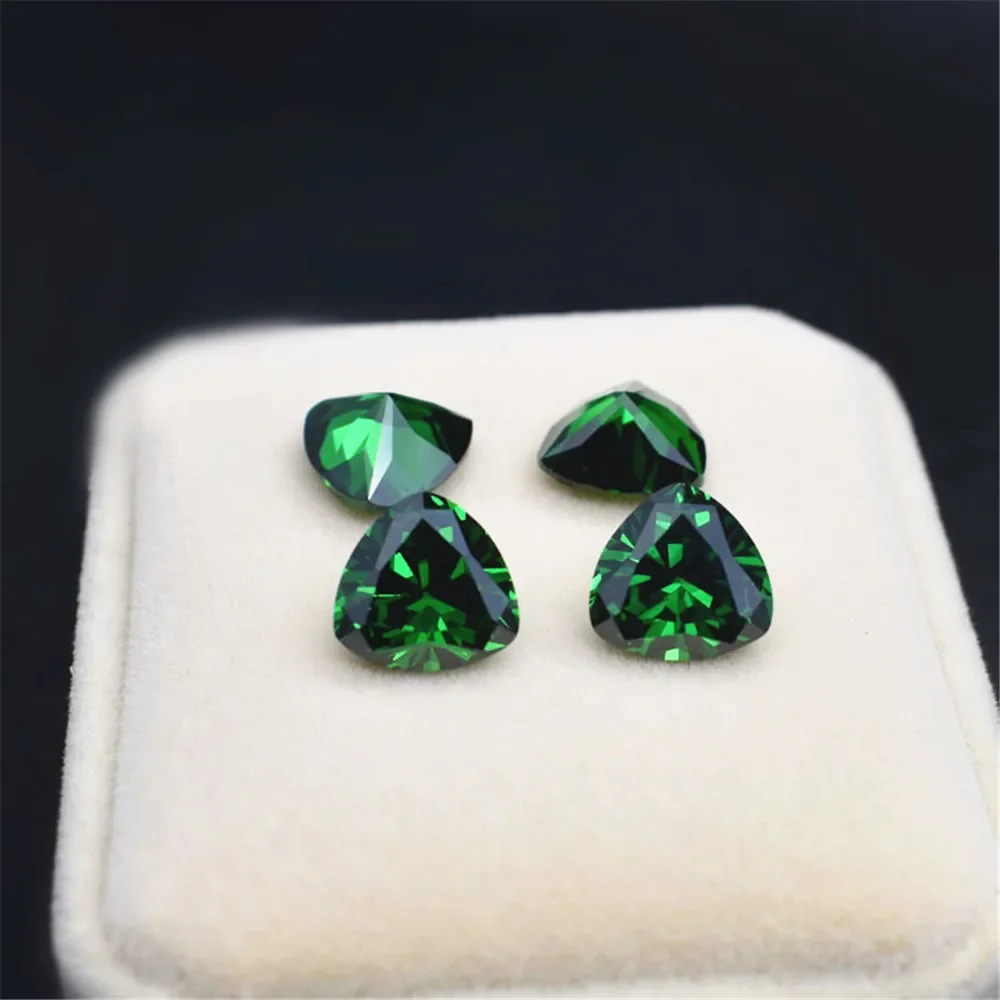 Triangular Faceted Emerald Trilliant Cut Medium Green Emerald Gem