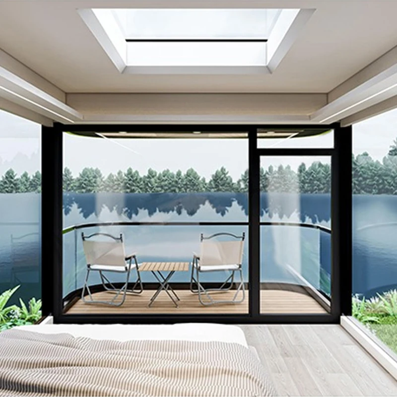 كابينة أبل جاهزة حديثة قابلة للتوسيع - تصميم بيت الحاوية وكبسولة الفضاء، هيكل منزلق، كابينة Apple Pod الذكية #5