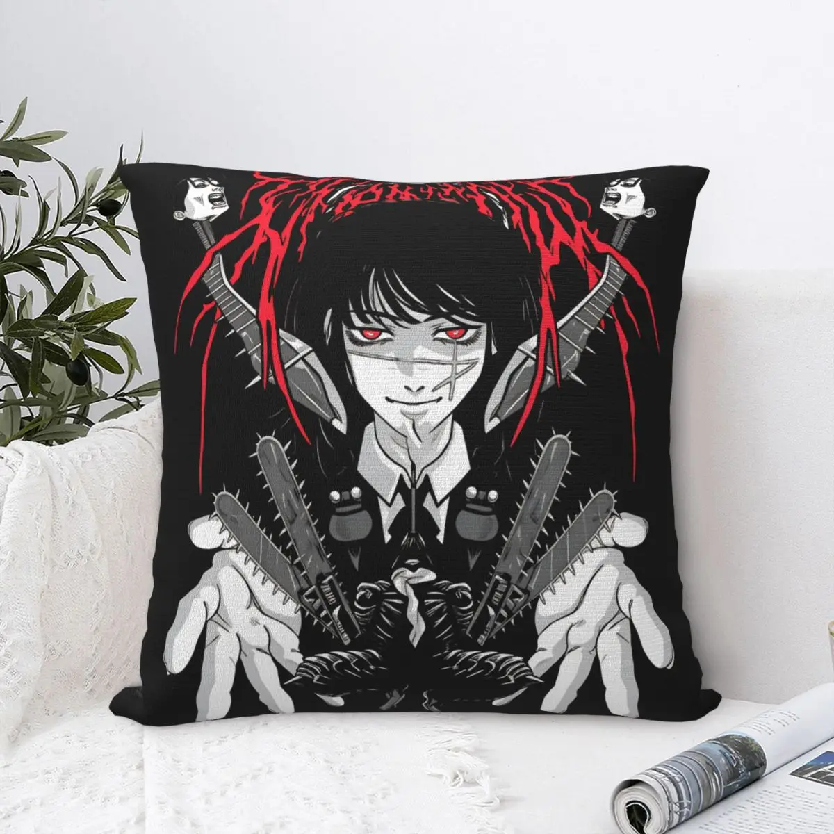 Yoru Chainsaw Man Anime Square Pillow Cases Asa Mitaka Cushion Covers Creative Zipper Decor Pillowcase for Seat 45*45cm