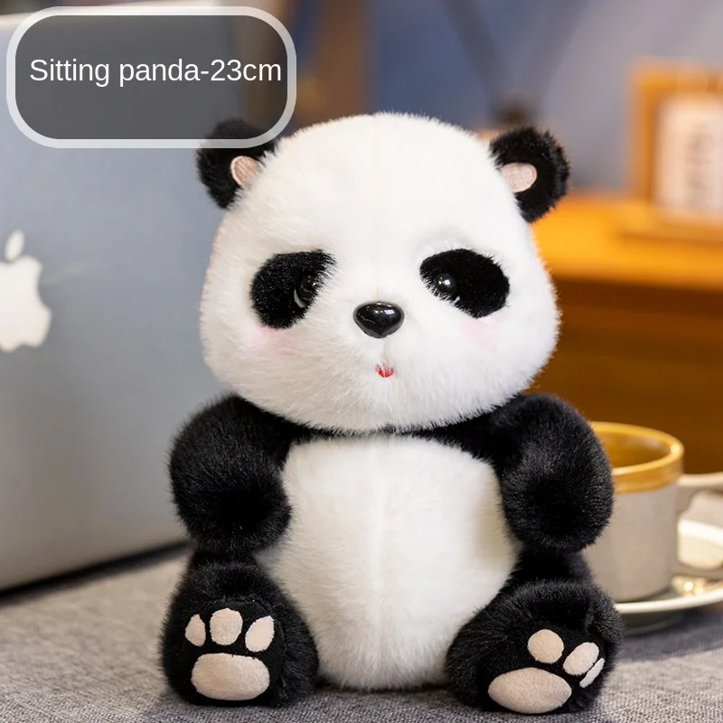 Oturan yalan sevimli Panda bebek dekorasyon peluş oyuncak Kawaii odası dekor makyaj Panda kız hediye