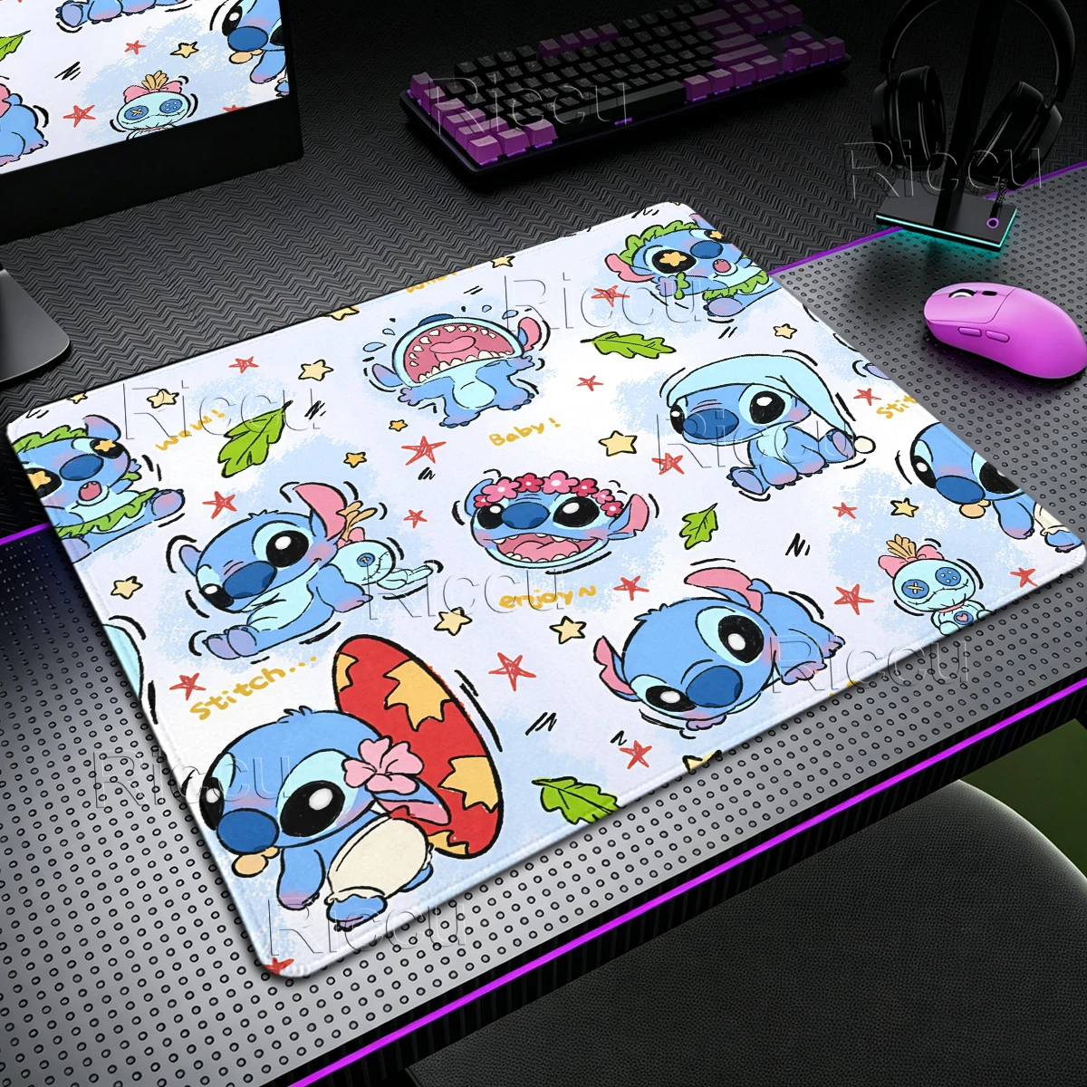 Kawaii Stitch Anime Mouse Pads Small PC Cartoon Gaming Accessories Protector Mat Office Laptop Nonslip Gamer Rubber Table Carpet