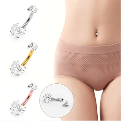 High Quality Female Popular G23 Titanium Heart Shape Crystal Zircon Belly Button Rings Drop Dangle Navel Piercing Body Jewelry