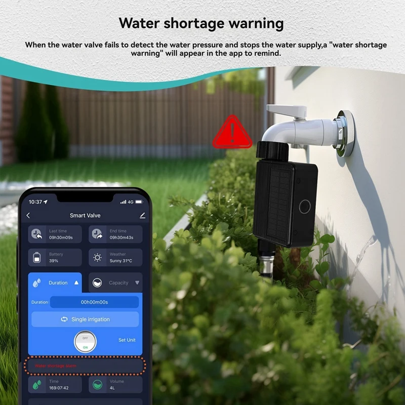 Tuya Solar Water Timed Irrigation Water Valve IP65 Waterproof Includes Soil Temperature And Humidity Detector